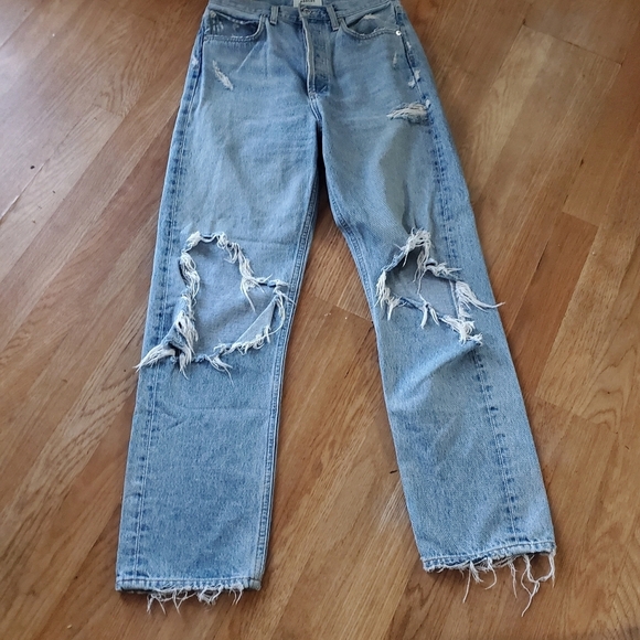 Womans Agolde distressed button down 90'S jeans, size 24 - Picture 2 of 8